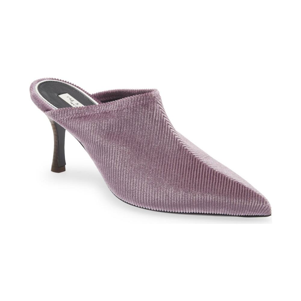 Rag & Bone Pointed Toe Heeled Brea Mules 37 US 7 Velvet Corduroy Event Occasion